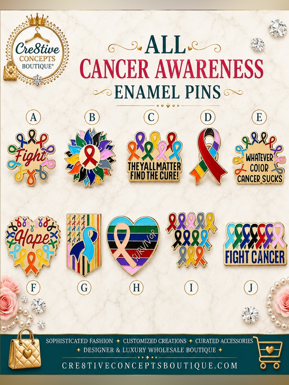 All Cancer Awareness Support Enamel Pins-One
